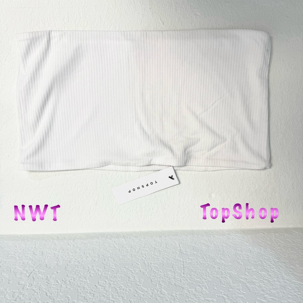 NWT Top Shop White Rib double lined crop tub top sz 10